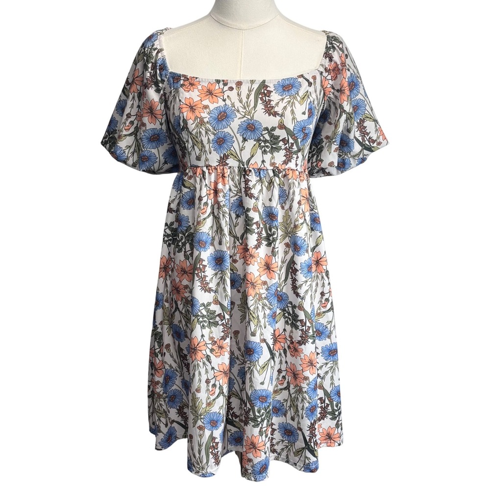 Altr’d State Cottagecore MilkMaid Prairie Floral Puff Sleeve Mini Smocked Boho L